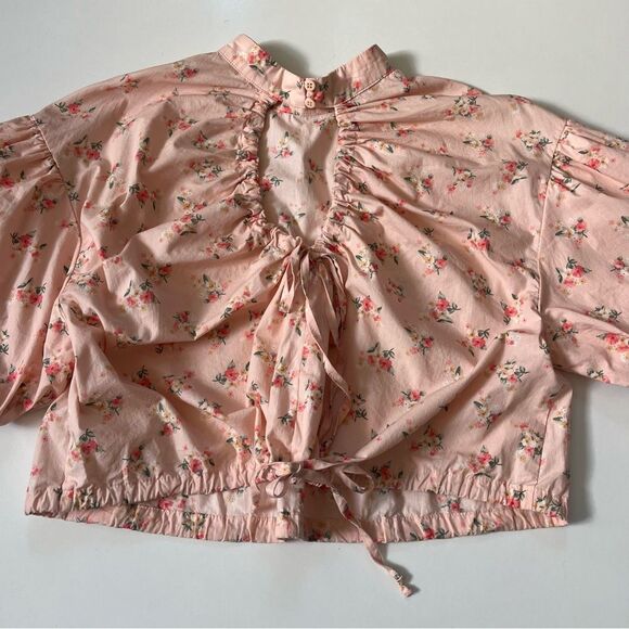 Anthropologie Cropped Bubble-Sleeve Blouse Small - Picture 15 of 16